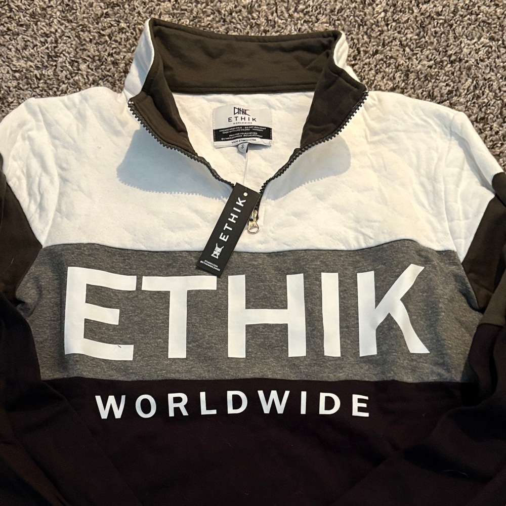 Ethik Men's Zip Up Sweater - White, Gray, Black